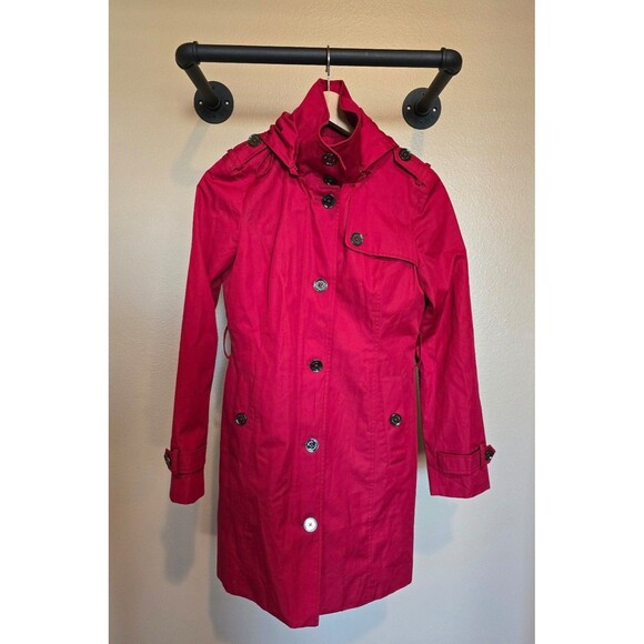 Michael kors red trench coat women's extra small - Picture 1 of 12